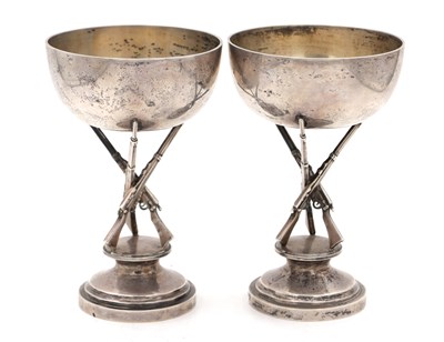 Lot 175 - A PAIR OF 19TH CENTURY CHINESE SILVER MILITARY DISHES