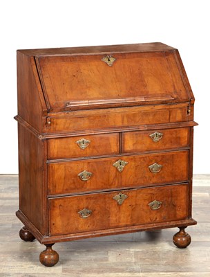 Lot 1420 - A WILLIAM AND MARY WALNUT BUREAU OF SMALL SIZE