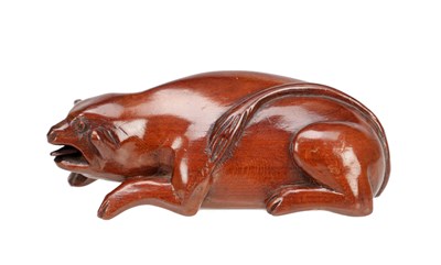 Lot 816 - A 19TH CENTURY CARVED MAHOGANY FOLK ART COW FORM SNUFF BOX