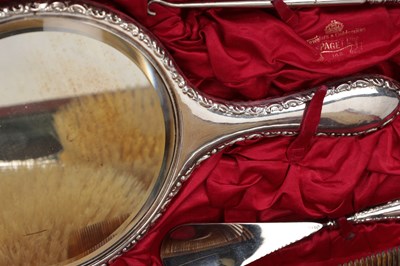 Lot 6 - A VICTORIAN SILVER DRESSING TABLE SET IN FITTED CASE