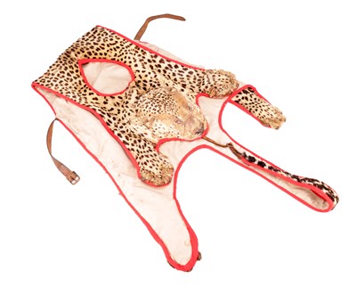 Lot 622 - A VICTORIAN BRITISH ARMY LEOPARD SKIN BASS DRUMMER'S APRON
