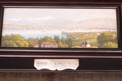 Lot 1080 - A MID 19TH CENTURY SWISS ROSEWOOD AND MARQUETRY CYLINDER MUSIC BOX