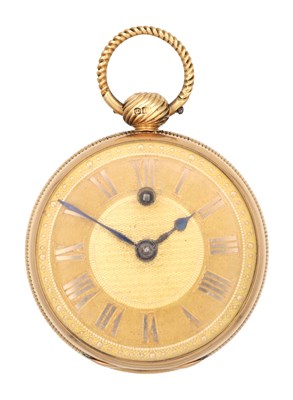 Lot 1140 - AN 18CT GOLD VERGE OPEN FACED POCKET WATCH