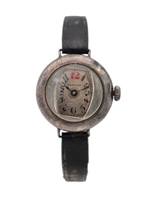 Lot 353 - A 1930'S PRINCESS SILVER CASED WRIST WATCH
