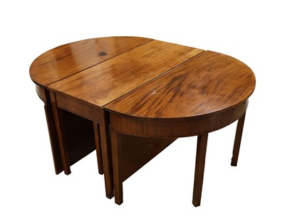 Lot 1539 - A 18TH CENTURY MAHOGANY D-END EXTENDING DINING TABLE WITH TWO LEAVES