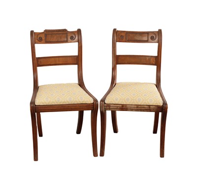 Lot 1271 - A PAIR OF REGENCY STYLE MAHOGANY SIDE CHAIRS