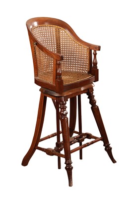 Lot 1359D - A LATE 19TH CENTURY MAHOGANY AND CANE HIGH CHAIR