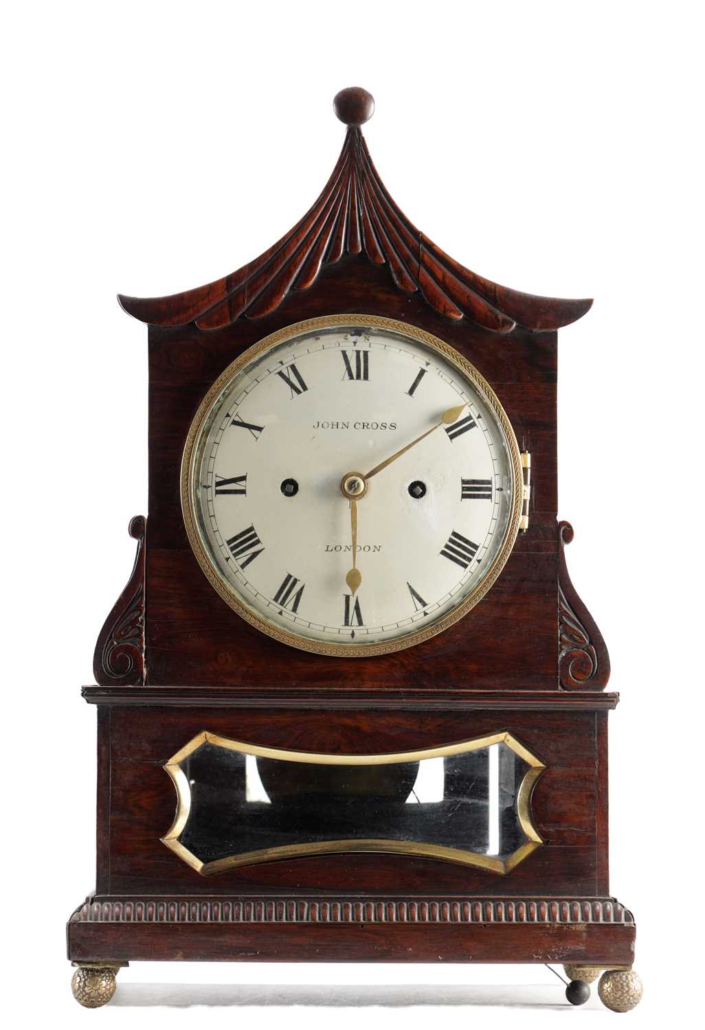 Lot JOHN CROSS, LONDON, A ROSEWOOD PAGODA TOP BRACKET CLOCK