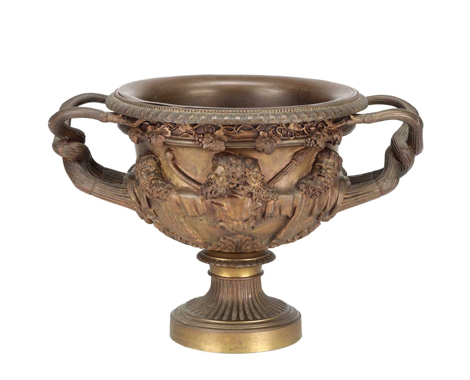 Lot A PATINATED BRONZE WARWICK VASE