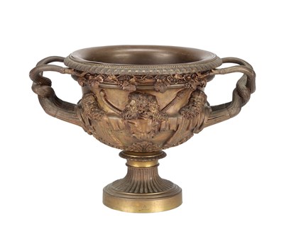 Lot A PATINATED BRONZE WARWICK VASE