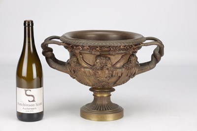 Lot A PATINATED BRONZE WARWICK VASE
