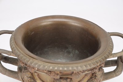Lot A PATINATED BRONZE WARWICK VASE