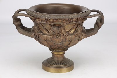Lot A PATINATED BRONZE WARWICK VASE