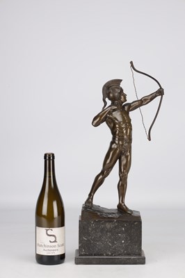 Lot A PATINATED BRONZE FIGURE OF A CLASSICAL ARCHER ON MARBLE BASE