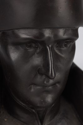 Lot A PATINATED BRONZE BUST OF NAPOLEON ON A MARBLE PLINTH