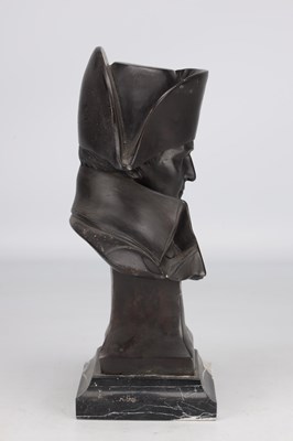 Lot A PATINATED BRONZE BUST OF NAPOLEON ON A MARBLE PLINTH