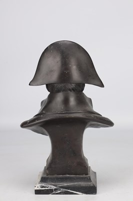 Lot A PATINATED BRONZE BUST OF NAPOLEON ON A MARBLE PLINTH