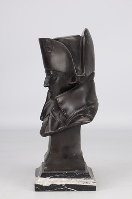 Lot A PATINATED BRONZE BUST OF NAPOLEON ON A MARBLE PLINTH