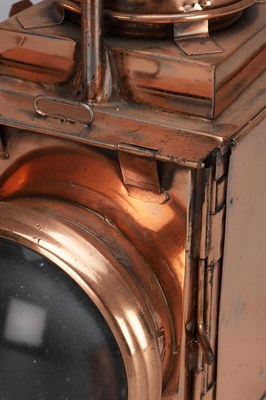 Lot A PAIR OF 20TH CENTURY COPPER RAILWAY SIGNAL LAMPS WITH BULLSEYE LENSES