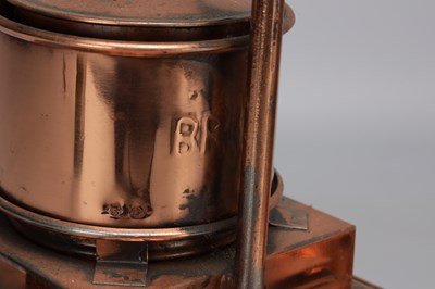 Lot A PAIR OF 20TH CENTURY COPPER RAILWAY SIGNAL LAMPS WITH BULLSEYE LENSES