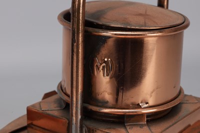 Lot A PAIR OF 20TH CENTURY COPPER RAILWAY SIGNAL LAMPS WITH BULLSEYE LENSES