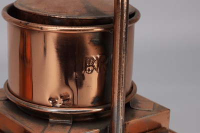 Lot A PAIR OF 20TH CENTURY COPPER RAILWAY SIGNAL LAMPS WITH BULLSEYE LENSES