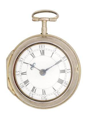 Lot 389 - A GEORGE III ENGLISH SILVER PAIR CASED POCKET WATCH BY JOSEPH BURROWS, LONDON, OF VICTORY OF WATERLOO INTEREST