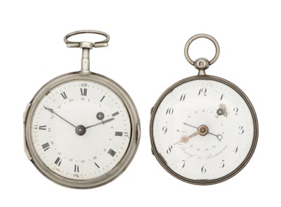 Lot 459 - TWO LATE 18TH CENTURY FRENCH SILVER CASED VERGE POCKET WATCHES
