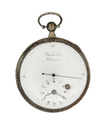 Lot 518 - A RARE 19TH CENTURY SILVER REGULATOR POCKET WATCH BY BUCHECKER OF HANOVER WITH POUZAIT-TYPE LEVER ESCAPEMENT