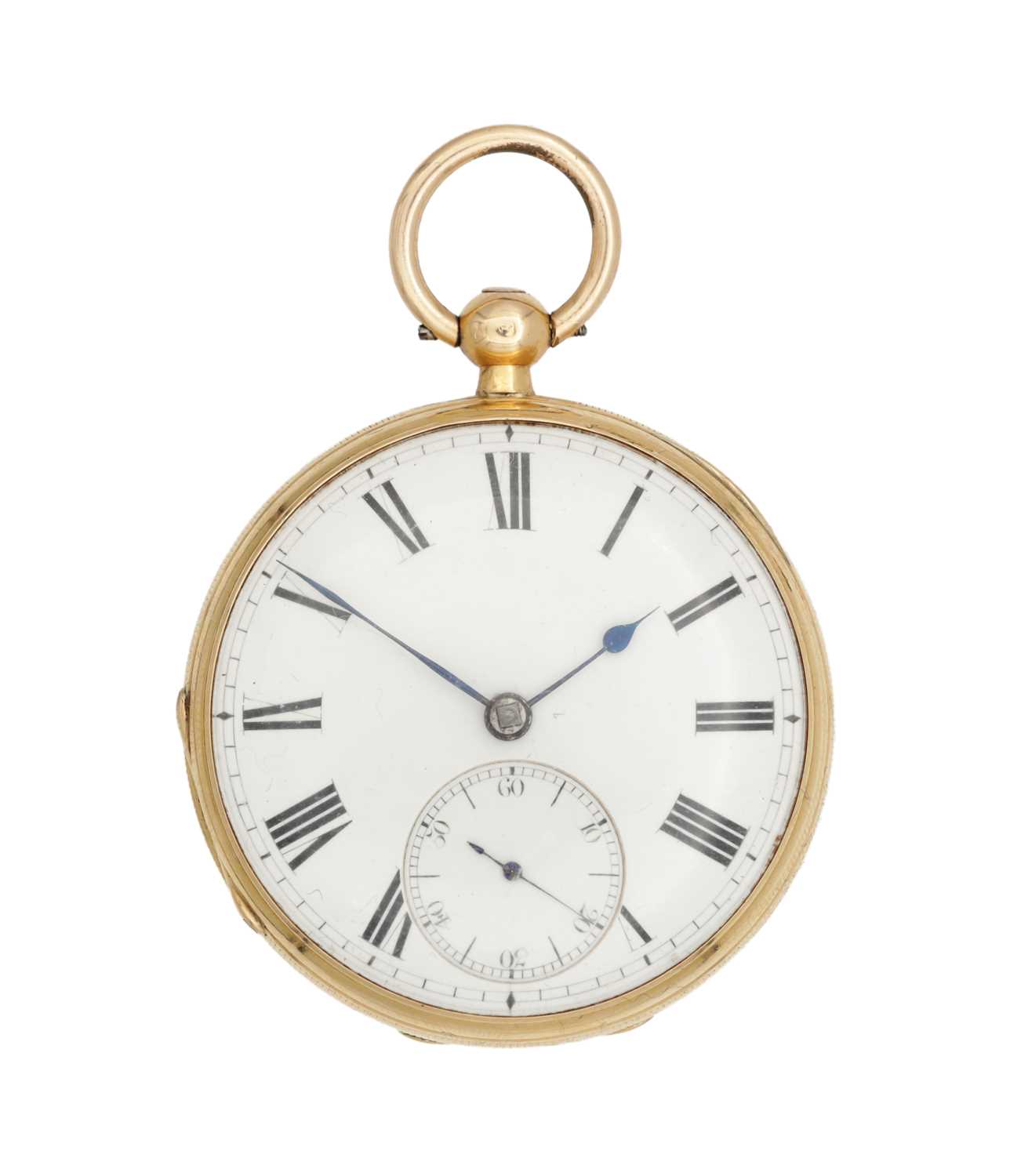 Lot 533 - THOMAS ADAMS, SHEFFIELD. AN 18CT YELLOW GOLD OPEN FACED POCKET WATCH