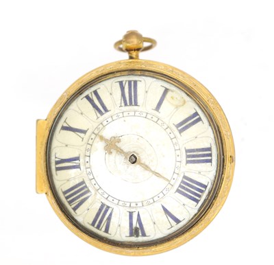 Lot 423 - CADIER PARIS. A LATE 17TH CENTURY FRENCH GILT CASED OIGNON VERGE POCKET WATCH
