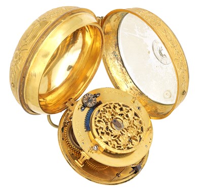 Lot 423 - CADIER PARIS. A LATE 17TH CENTURY FRENCH GILT CASED OIGNON VERGE POCKET WATCH