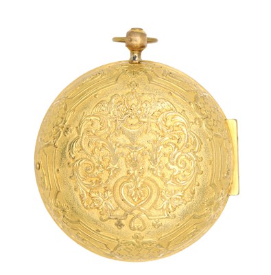 Lot 423 - CADIER PARIS. A LATE 17TH CENTURY FRENCH GILT CASED OIGNON VERGE POCKET WATCH