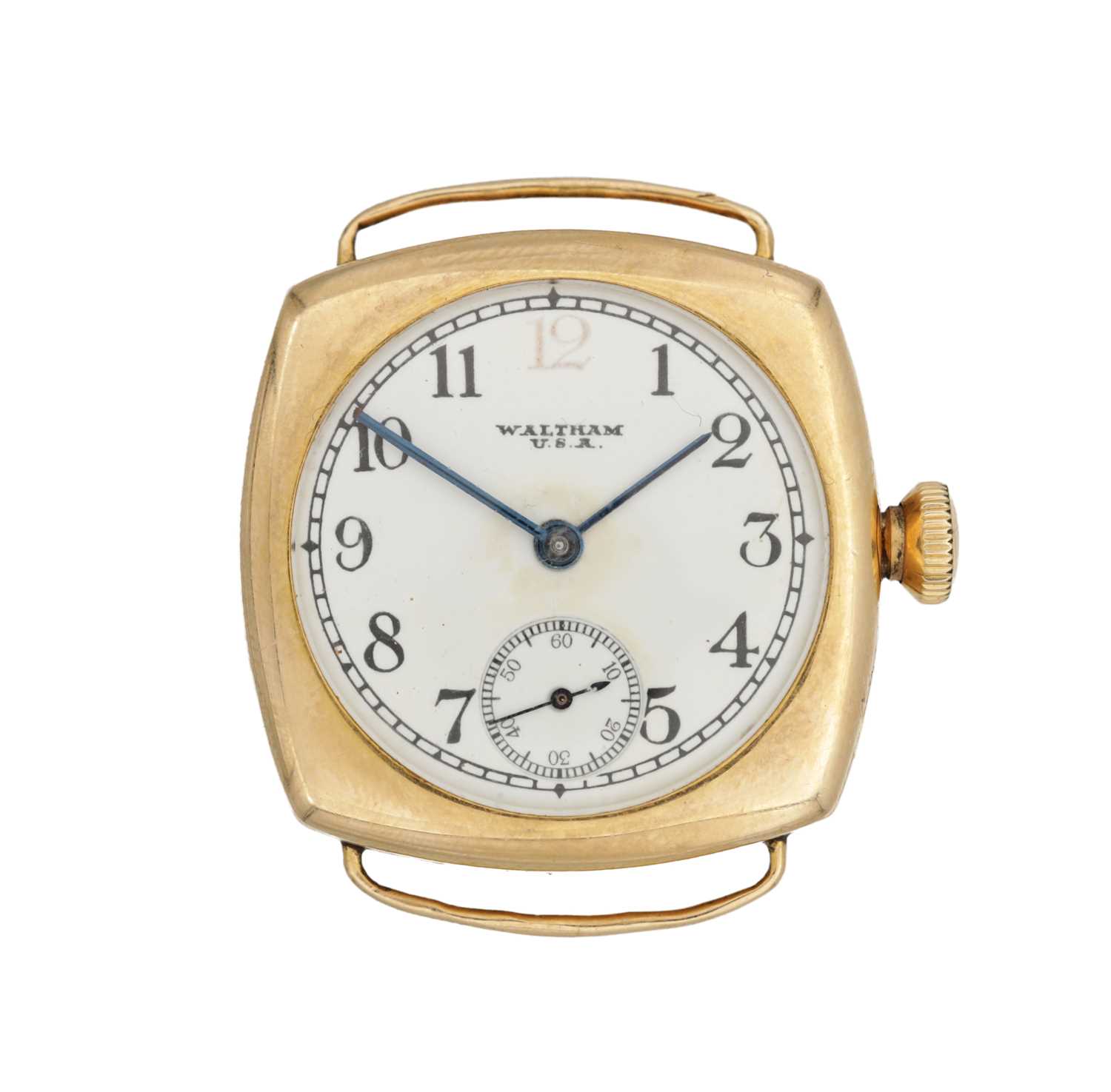 Lot 322 - AN 18CT GOLD WALTHAM WRIST WATCH