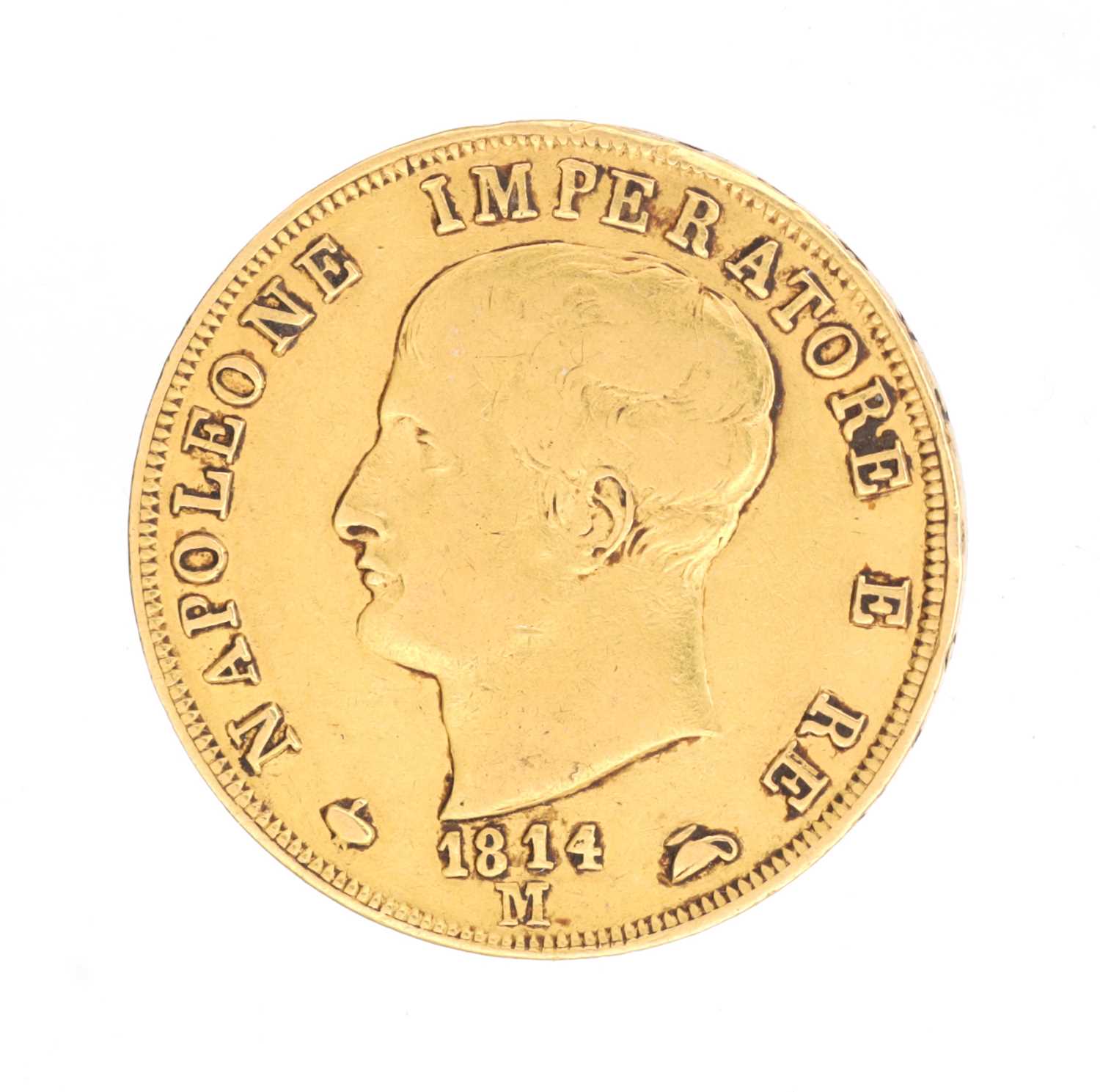 Lot 283 - A 19TH CENTURY GOLD NAPOLEON I 40 LIRE COIN
