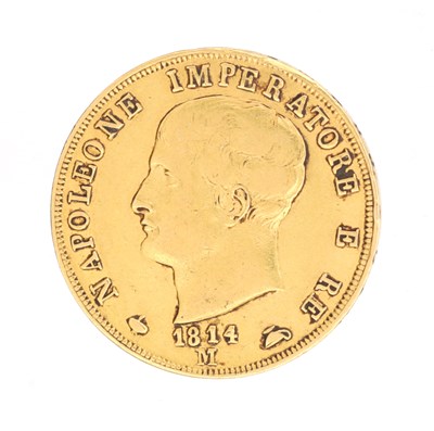 Lot 283 - A 19TH CENTURY GOLD NAPOLEON I 40 LIRE COIN