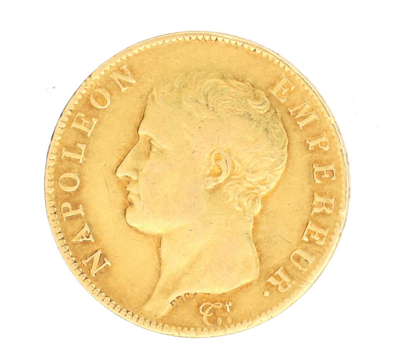 Lot 223 - AN EARLY 19TH CENTURY FRENCH GOLD 40 FRANCS COIN OF NAPOLEON I