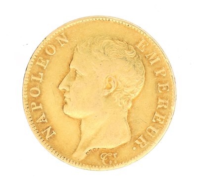 Lot 223 - AN EARLY 19TH CENTURY FRENCH GOLD 40 FRANCS COIN OF NAPOLEON I