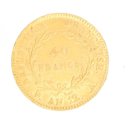 Lot 233 - AN EARLY 19TH CENTURY FRENCH GOLD 40 FRANCS COIN