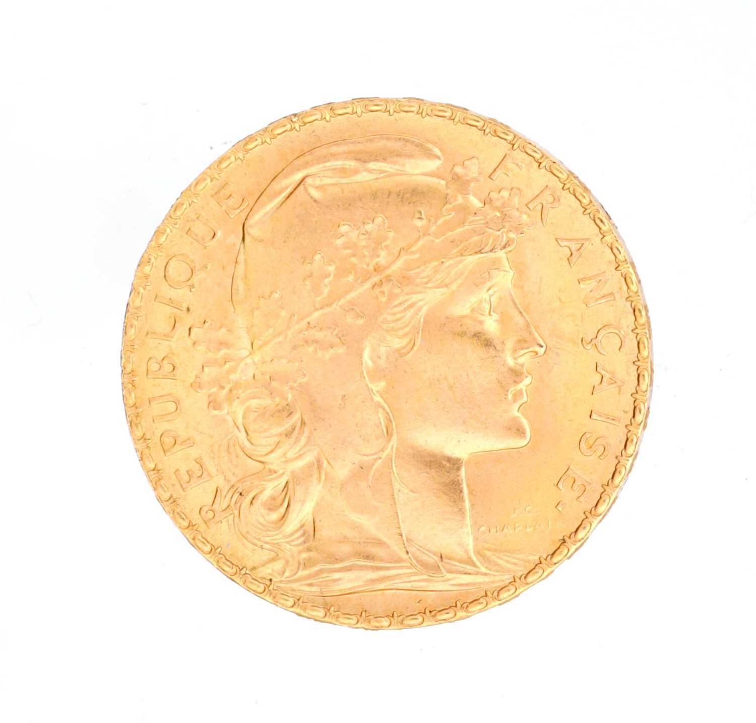 Lot 155 - A 1909 FRENCH GOLD 20 FRANCS COIN