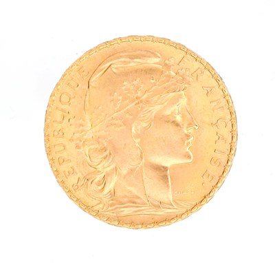 Lot 155 - A 1909 FRENCH GOLD 20 FRANCS COIN