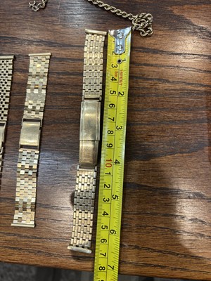Lot 355 - A COLLECTION OF 9CT GOLD WATCH BRACELETS AND A CHAIN