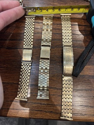 Lot 355 - A COLLECTION OF 9CT GOLD WATCH BRACELETS AND A CHAIN