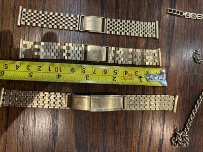 Lot 355 - A COLLECTION OF 9CT GOLD WATCH BRACELETS AND A CHAIN