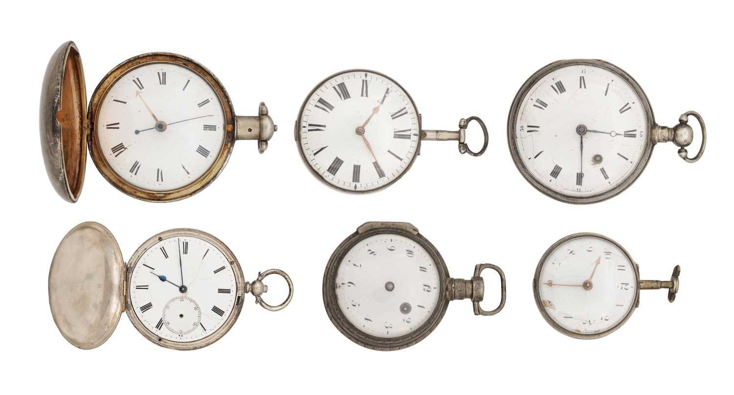 Lot 422 - A COLLECTION OF SIX POCKET WATCHES