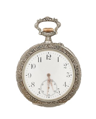 Lot 406 - A CIRCA 1905 LONGINES SILVER OPEN FACED POCKET WATCH