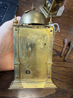Lot 1301 - AN EARLY 17TH CENTURY GERMAN GILT CASED STRIKING TABLE CLOCK
