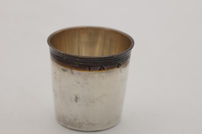 Lot 53 - A SET OF FIVE FRENCH SILVER STIRRUP CUPS BY LE GUAY