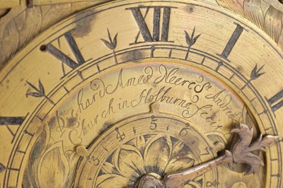 Lot 1341 - RICHARD AMES. A RARE 17TH CENTURY BRASS LANTERN CLOCK