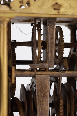 Lot 1341 - RICHARD AMES. A RARE 17TH CENTURY BRASS LANTERN CLOCK